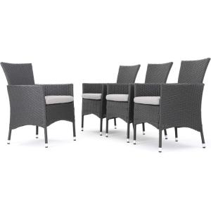 Christopher Knight Home Malta KD PE Wicker Dining Chairs, 4-Pcs Set, Grey