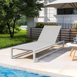 Christopher Knight Home Manila Outdoor Chaise Lounge Chair, Aluminum Chaise Lounge, Adjustable Backrest Chair, Mesh Seating Recliner, Aluminum Frame for Patio Poolside Backyard, 400lbs Light Gray