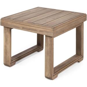 Christopher Knight Home Nicholas Outdoor Small Coffee Table, Slat Panel Square Side Table, Acacia Wood Side Desk for Backyard Balcony Garden, Weather Resistant Patio End Table, Light Grey(Brown)