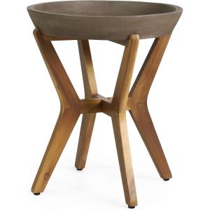 Christopher Knight Home Oprah Outdoor Side Table, Teak and Light Gray