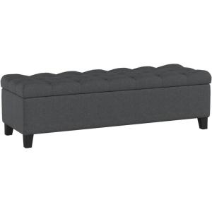 Christopher Knight Home Ottilie Boucle Fabric Storage Ottoman Bench, Wooden Rectangular Ottoman with Storage, Bedroom End of Bed Foot Stool, Entryway Ottoman Footrest, Living Room Extra Seat, Green(Dark Grey fabric)