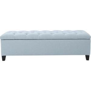 Christopher Knight Home Ottilie Boucle Fabric Storage Ottoman Bench, Wooden Rectangular Ottoman with Storage, Bedroom End of Bed Foot Stool, Entryway Ottoman Footrest, Living Room Extra Seat, Green(Light Blue)