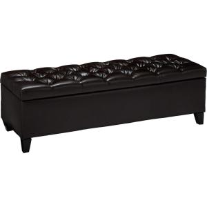 Christopher Knight Home Ottilie Boucle Fabric Storage Ottoman Bench, Wooden Rectangular Ottoman with Storage, Bedroom End of Bed Foot Stool, Entryway Ottoman Footrest, Living Room Extra Seat, Green(Dark Brown pu)