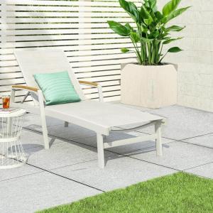 Christopher Knight Home Patio Aluminum Chaise Lounge, Adjustable Mesh Chaise Lounge, 5 Position Back Recliner, Lounge Chair with Armrest, Ourdoor Deep Seating Lounge for Poolside Backyard, Black(White+natural)