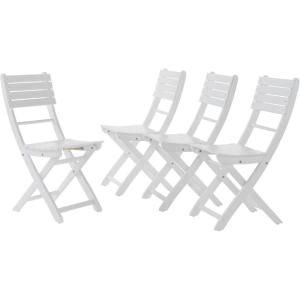 Christopher Knight Home Positano Outdoor Acacia Wood Foldable Dining Chairs, 4-Pcs Set, Pu/ White