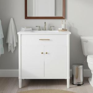 Christopher Knight Home Pratie 31″ Modern Bathroom Vanity with Sink Combo Set, Modern Freestanding Bathroom Sink Cabinet with Adjustable Shelf, Bathroom Storage Cabinet with Sink Combo Set, Black(White)