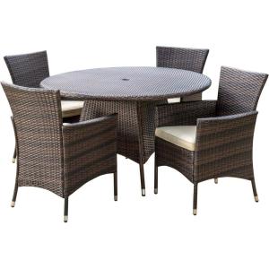 Christopher Knight Home Rodgers Outdoor Wicker Dining Set, 5-Pcs Set, Multibrown