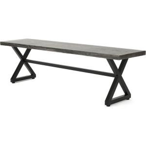 Christopher Knight Home Rolando Outdoor Aluminum Dining Bench with Steel Frame, Grey / Black
