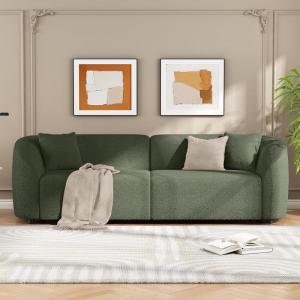 Christopher Knight Home Sabbo 87.50″ Boucle Upholstered Couch, Oversized 2 Seater Sofa, Curved Soft Seating Lounge Sofa Chair, Cozy Loveseat with Armrest, Reading Sofa for Living Room Home Rest, Green(Boulce Green)