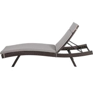 Christopher Knight Home Salem Outdoor Wicker Adjustable Chaise Lounges with Cushions, 2-Pcs Set, Multibrown And Charcoal