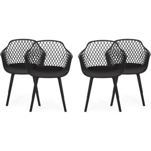 Christopher Knight Home Shawn Outdoor Modern Dining Chair (Set of 4), White(Black)
