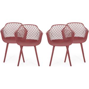 Christopher Knight Home Shawn Outdoor Modern Dining Chair (Set of 4), White(Red)