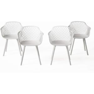 Christopher Knight Home Shawn Outdoor Modern Dining Chair (Set of 4), White(White)