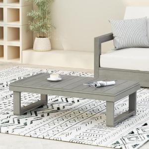 Christopher Knight Home Westchester Rectangular Outdoor Coffee Table, Slat Panel Side Table, Acacia Wood Side Desk for Backyard Balcony Garden, Weather Resistant Patio Tea Table, Mocha(Light Grey)
