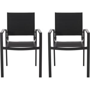 Christopher Knight Home Wilbur Outdoor Dining Chairs – Mesh and Aluminum – Black (Set of 2)