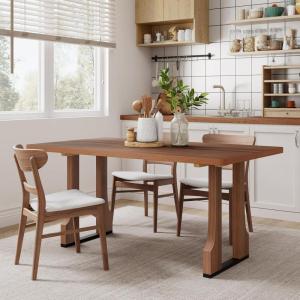 Christopher Knight Home Xayah 63 Inch Dining Table for 6 People, Rectangular Kitchen Table, Farmhouse Dinner Furniture, Modern Wood Table for Dining Room, Walnut(Walnut)