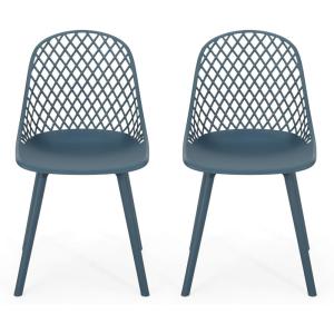 Delora Outdoor Modern Dining Chair (Set of 2), Green