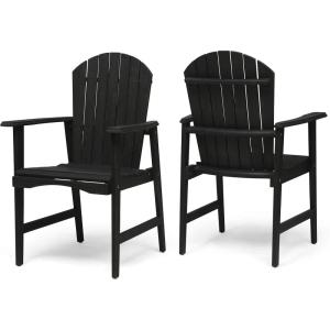 Great Deal Furniture Easter Outdoor Weather Resistant Acacia Wood Adirondack Dining Chairs (Set of 2), White Finish(Dark Gray)