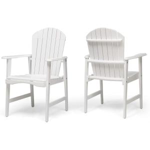 Great Deal Furniture Easter Outdoor Weather Resistant Acacia Wood Adirondack Dining Chairs (Set of 2), White Finish(White)