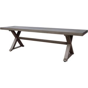Icey Modern Outdoor Aluminum Dining Bench, Dark Gray