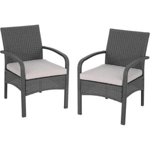 Otto Outdoor Wicker Club Chair, Gray and Silver(Set of 2)