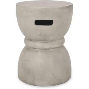 Richie Outdoor Lightweight Concrete Side Table, Light Gray(Norma concrete Finish)