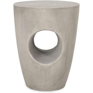 Richie Outdoor Lightweight Concrete Side Table, Light Gray(Randal concrete Finish)