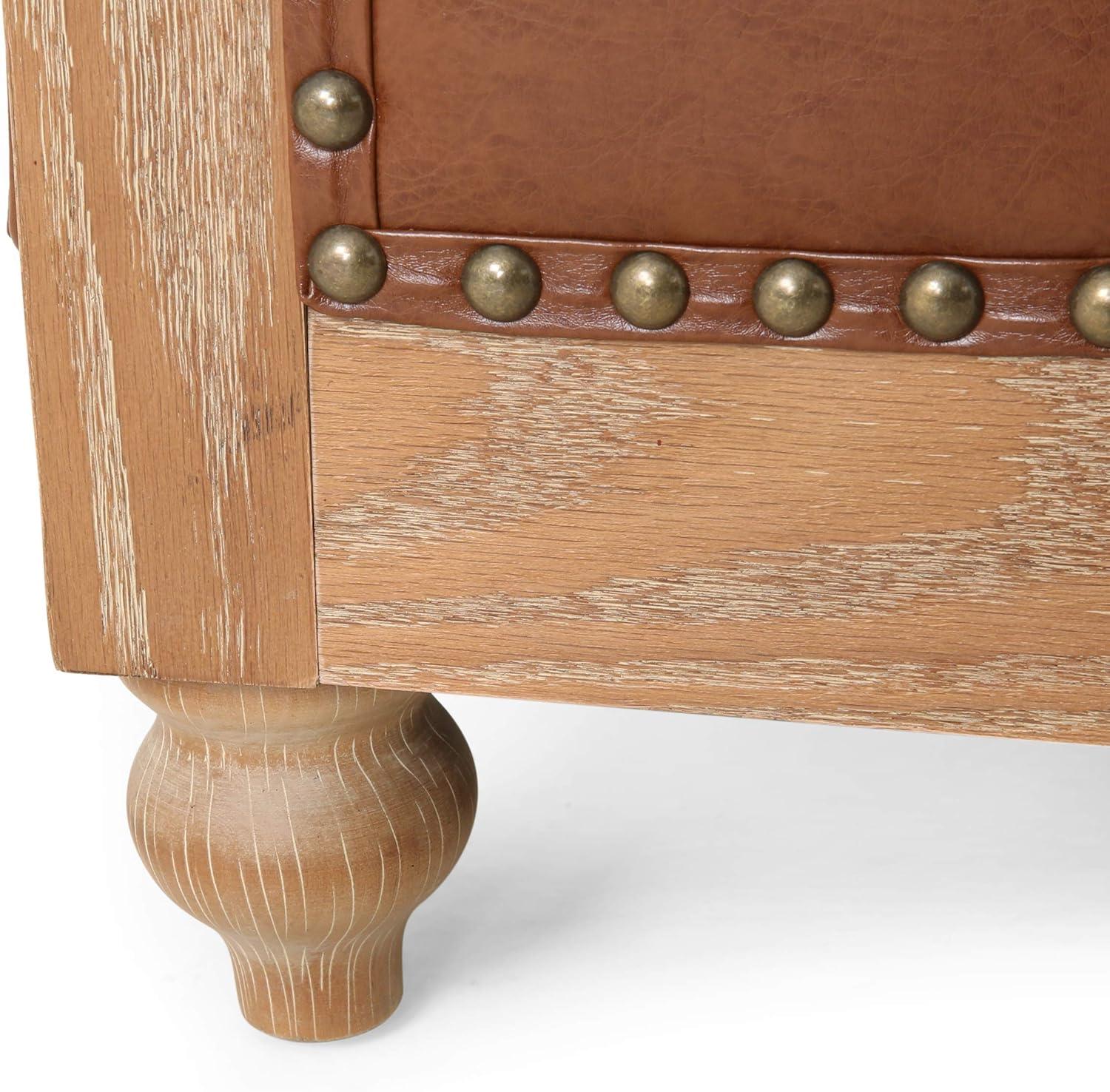imageCastalia Tufted Club Chair with Nailhead Trim Cognac BrownNatural