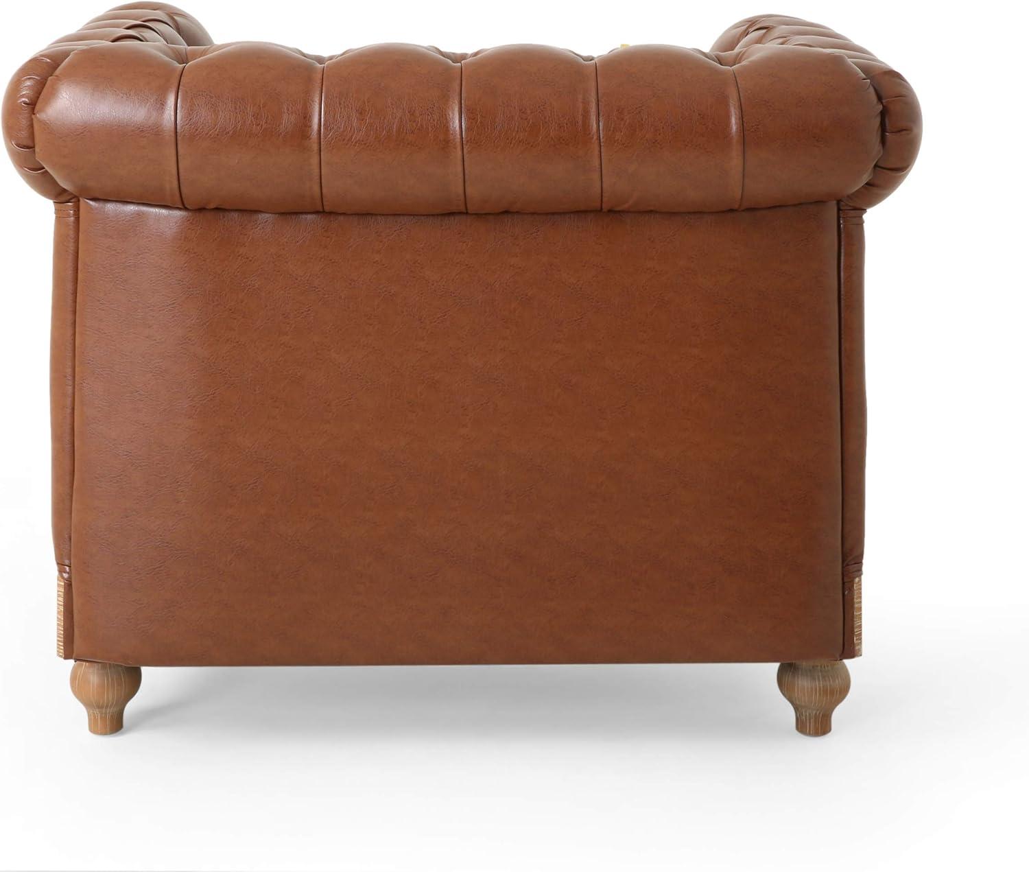 imageCastalia Tufted Club Chair with Nailhead Trim Cognac BrownNatural
