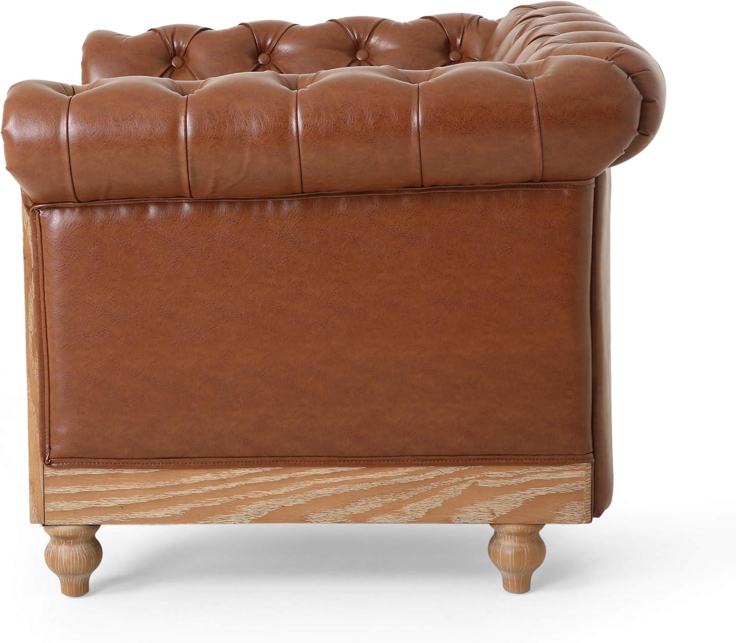 imageCastalia Tufted Club Chair with Nailhead Trim Cognac BrownNatural