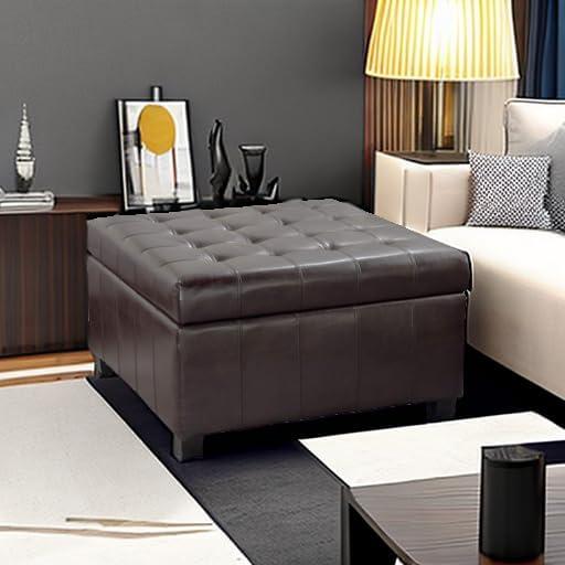 imageChristopher Knight Home Alexandria Bonded Leather Storage Ottoman Marbled Brown 31 x 31x 186