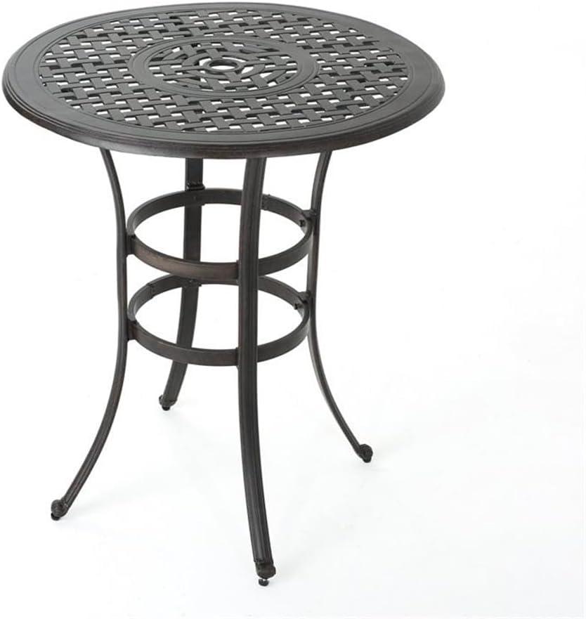 imageChristopher Knight Home Alfresco Outdoor 37quot Cast Aluminum Round Bar Table Bronze