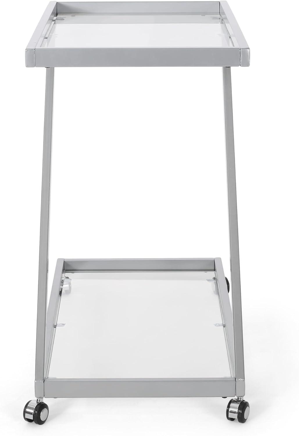 imageChristopher Knight Home Caraway Modern Iron and Glass 2 Tier Bar Cart Silver