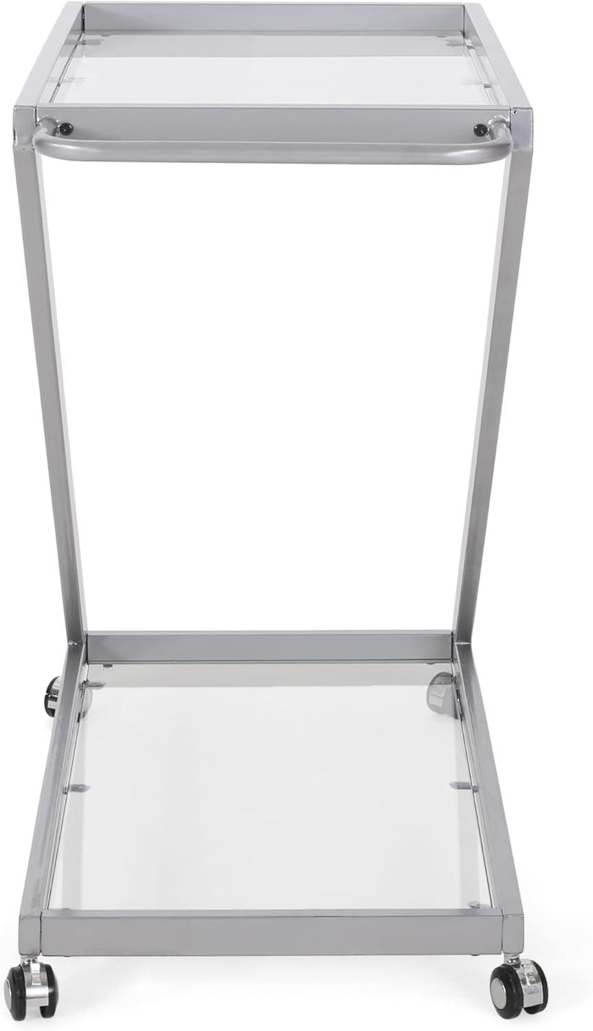 imageChristopher Knight Home Caraway Modern Iron and Glass 2 Tier Bar Cart Silver