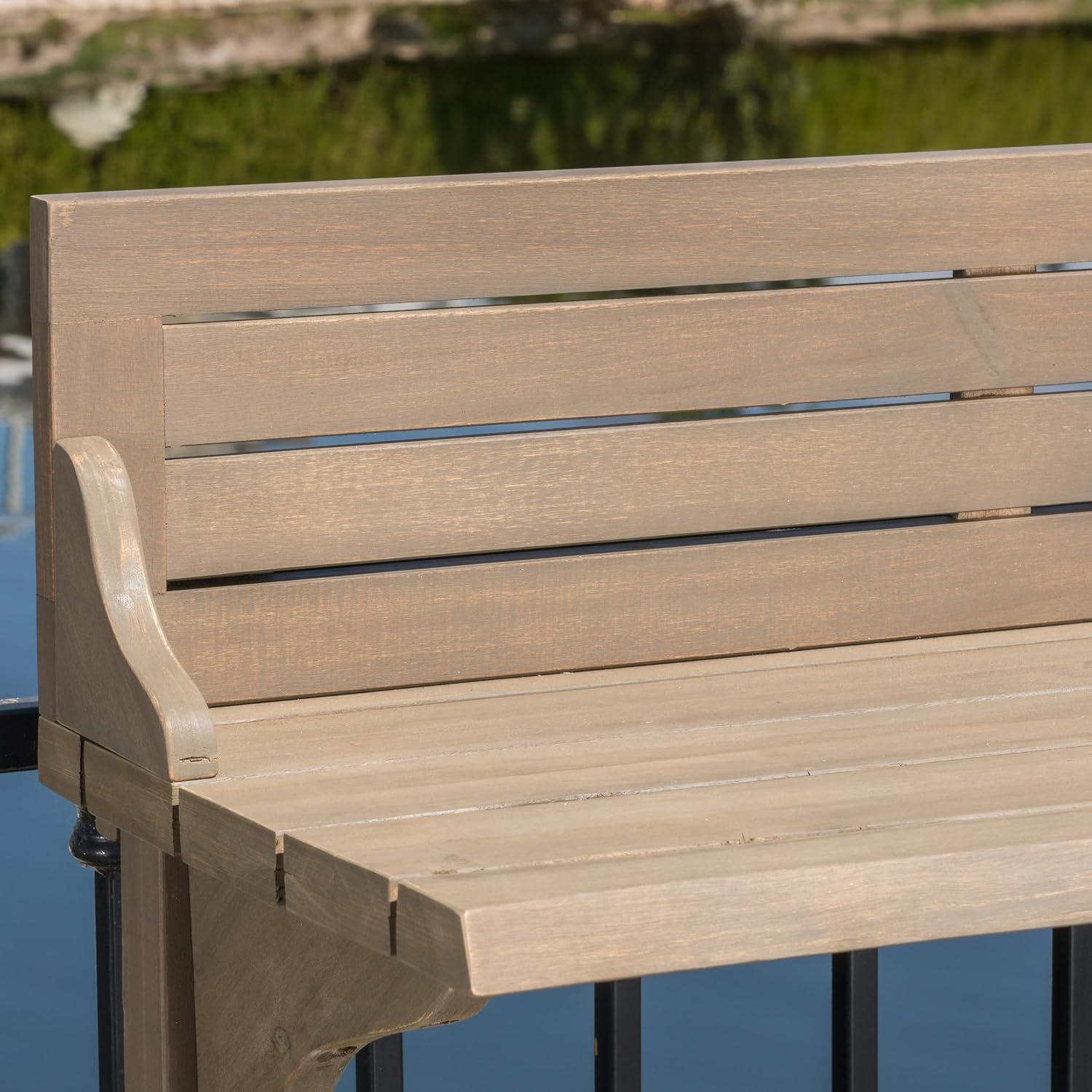 imageChristopher Knight Home Caribbean Outdoor Acacia Wood Balcony Bar Table Grey Finish