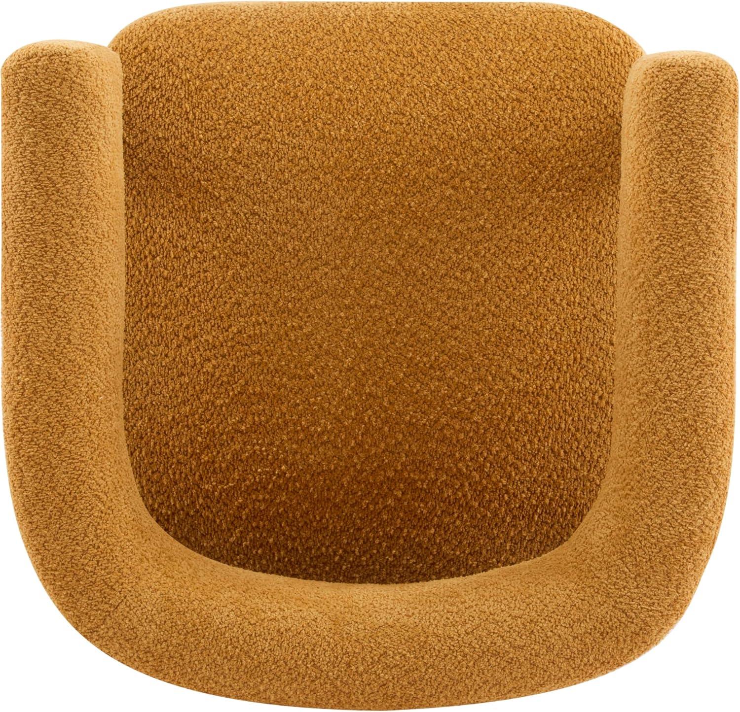 imageChristopher Knight Home Carly Low Profile Accent Chair Round Backrest Side Chair Living Room Armchair with Boucle Fabric Cushion Comfy Reading Chair for Bedroom Wooden Single Lounge Sofa Yellow