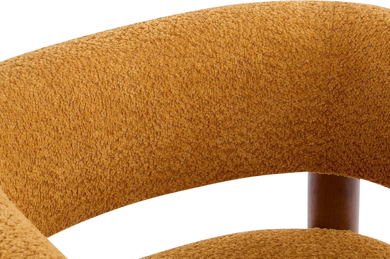 imageChristopher Knight Home Carly Low Profile Accent Chair Round Backrest Side Chair Living Room Armchair with Boucle Fabric Cushion Comfy Reading Chair for Bedroom Wooden Single Lounge Sofa Yellow