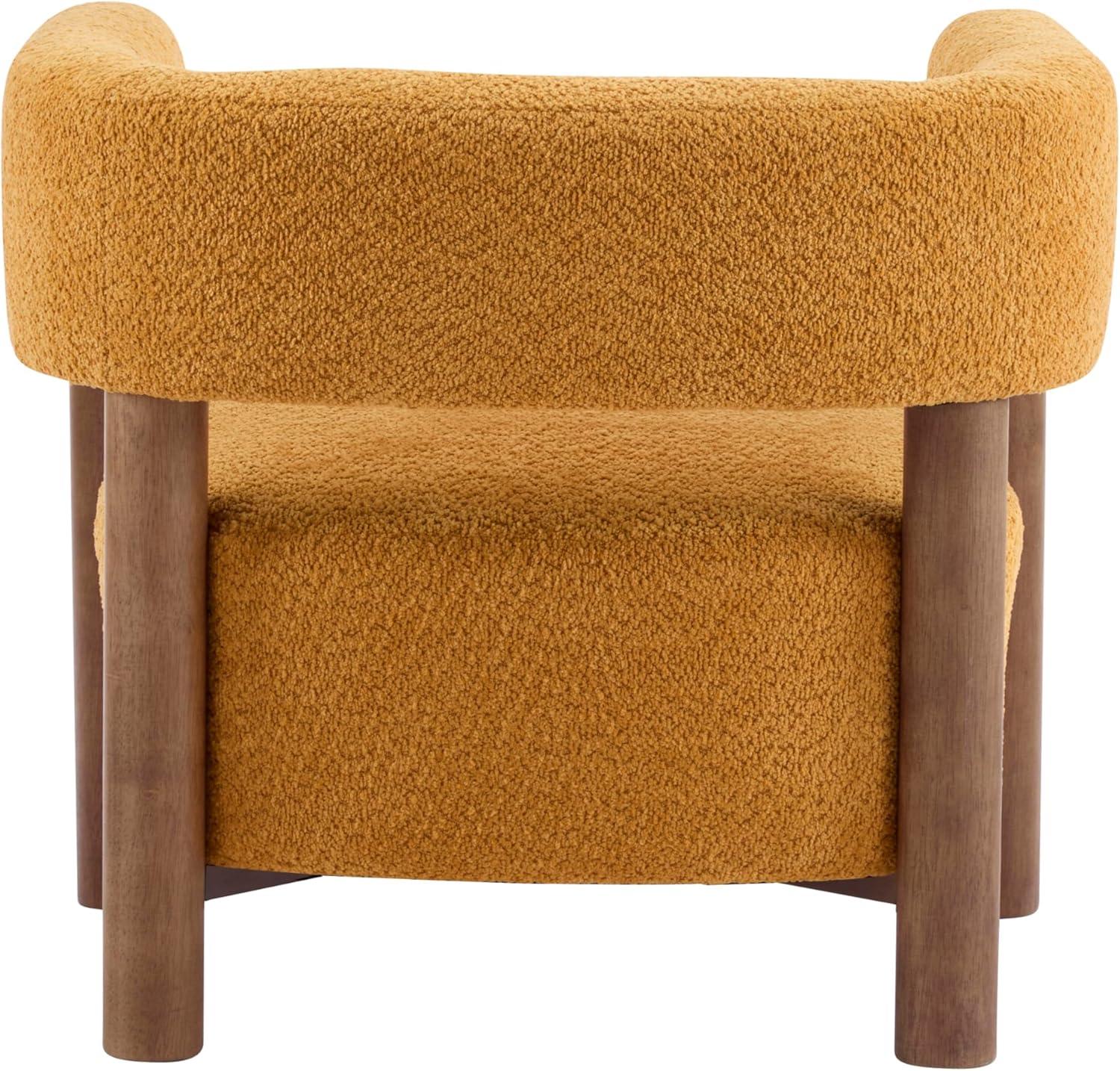 imageChristopher Knight Home Carly Low Profile Accent Chair Round Backrest Side Chair Living Room Armchair with Boucle Fabric Cushion Comfy Reading Chair for Bedroom Wooden Single Lounge Sofa Yellow
