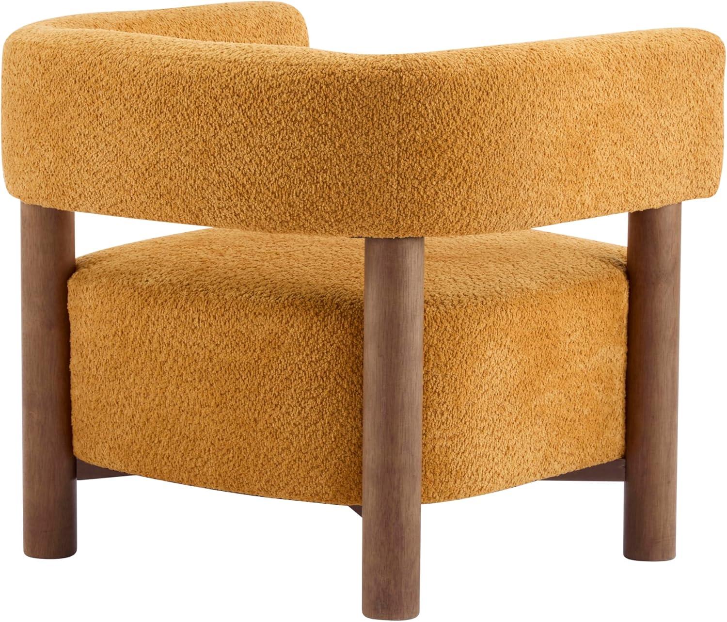 imageChristopher Knight Home Carly Low Profile Accent Chair Round Backrest Side Chair Living Room Armchair with Boucle Fabric Cushion Comfy Reading Chair for Bedroom Wooden Single Lounge Sofa Yellow