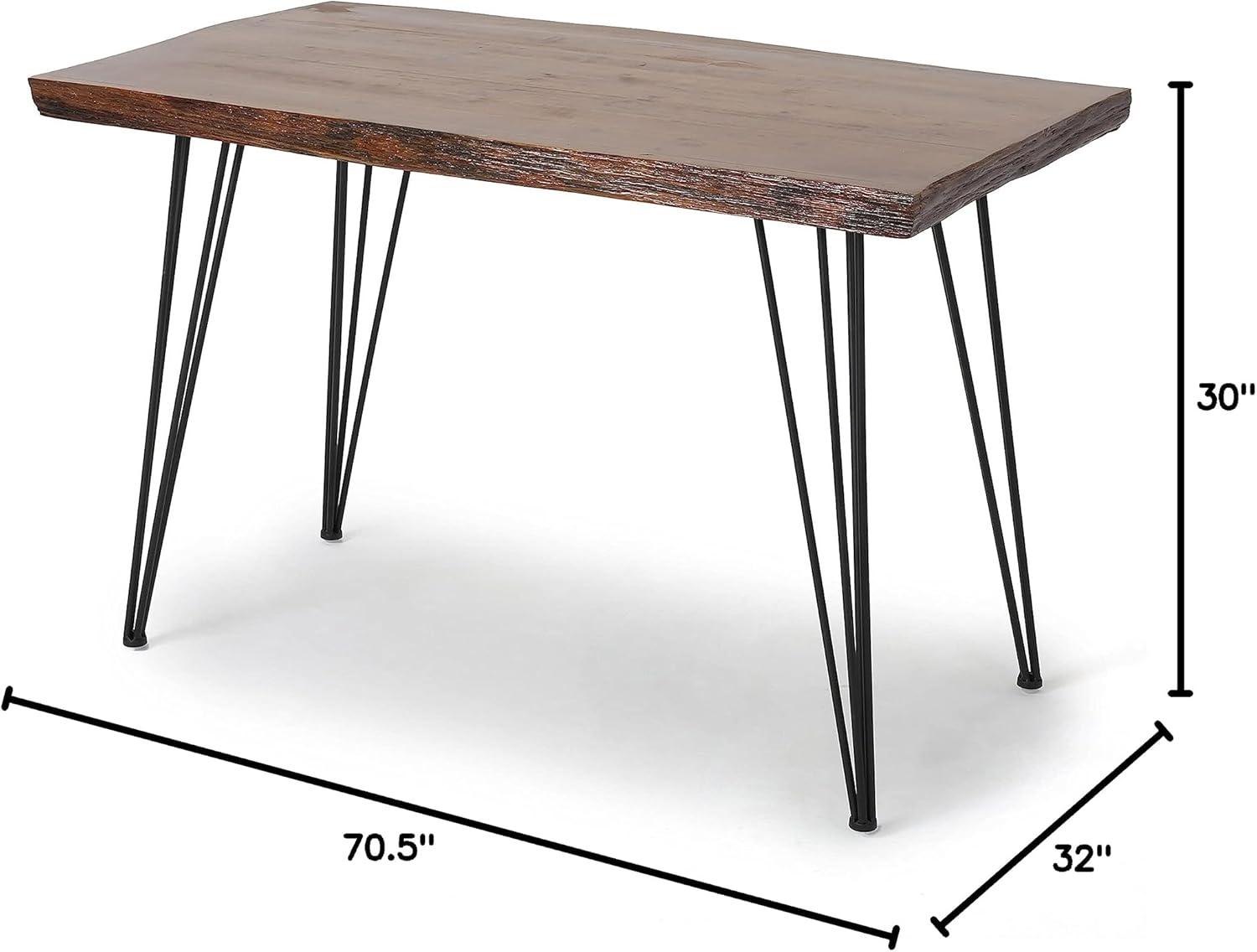 imageChristopher Knight Home Chana Industrial Faux Live Edge Rectangular Dining Table Natural Black