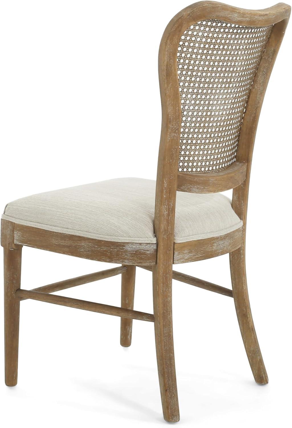 imageChristopher Knight Home Collda Modern Upholstered Dining Chairs Wicker Backrest Vintage Style for Homebar Living Room Kitchen Counter Set of 2 Dark BrownBeige