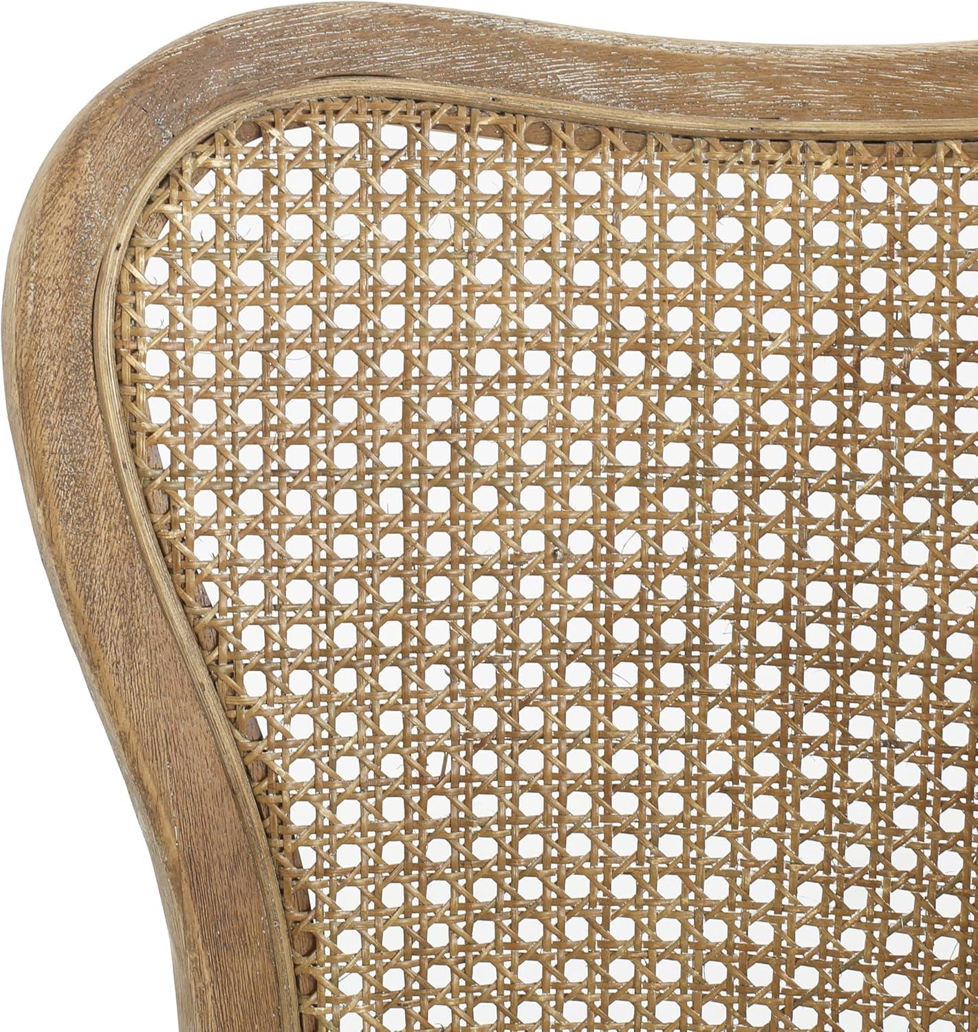 imageChristopher Knight Home Collda Modern Upholstered Dining Chairs Wicker Backrest Vintage Style for Homebar Living Room Kitchen Counter Set of 2 Dark BrownBeige