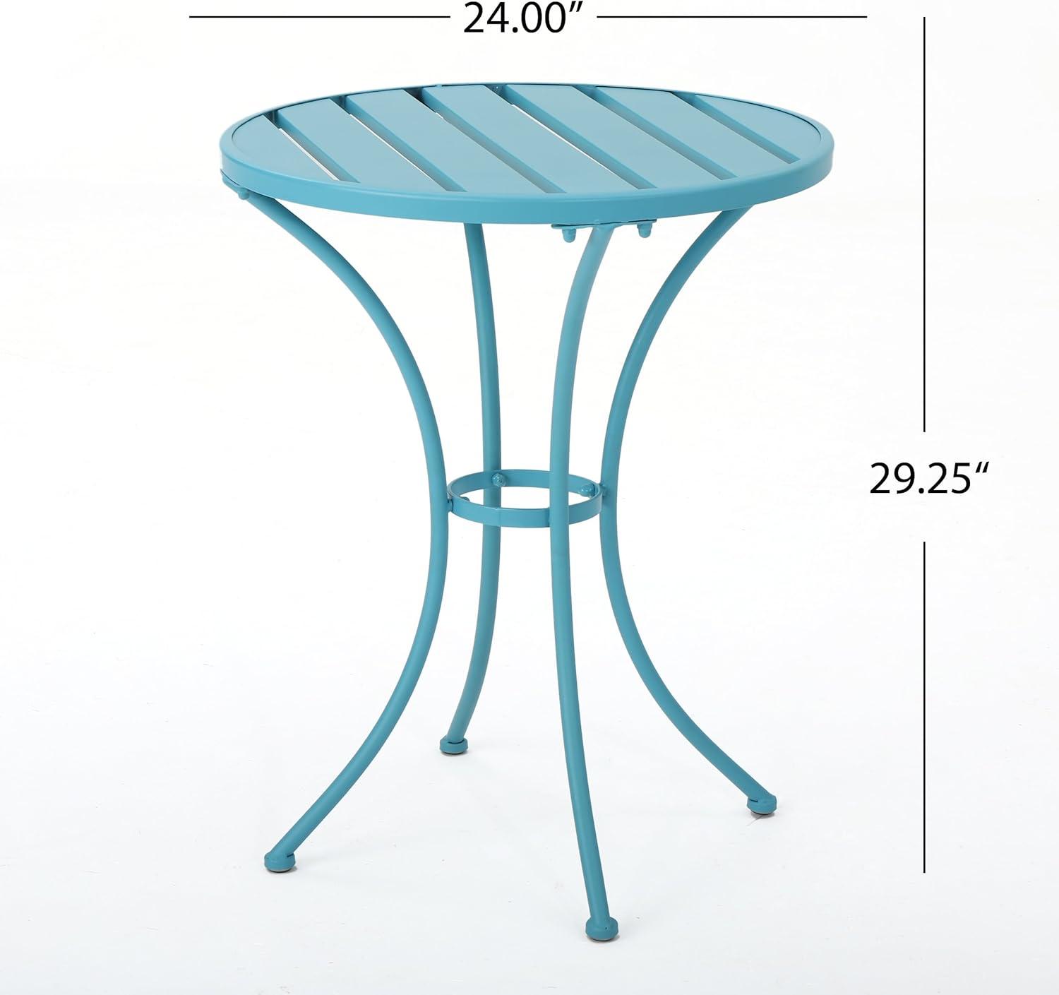 imageChristopher Knight Home Colmar Outdoor Iron Bistro Set 3Pcs Set Matte Blue
