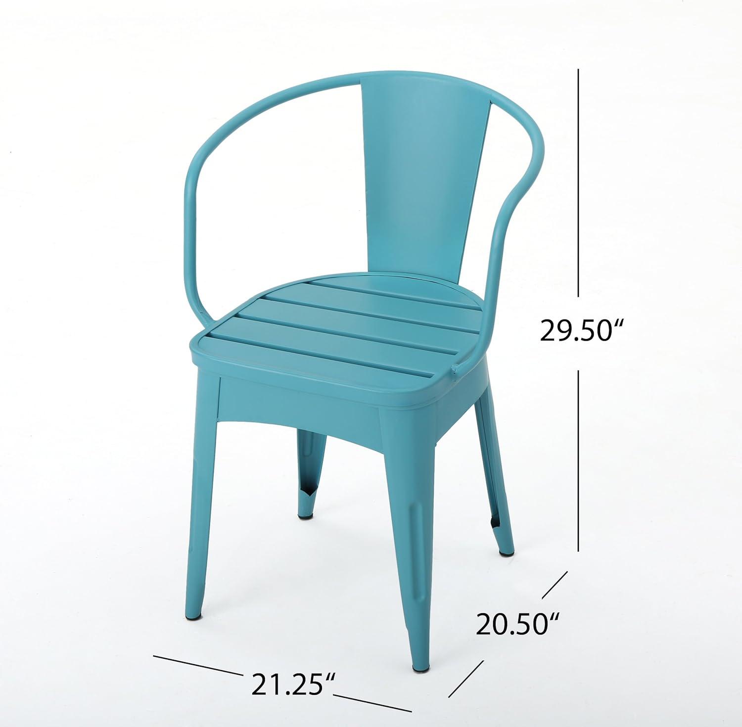 imageChristopher Knight Home Colmar Outdoor Iron Bistro Set 3Pcs Set Matte Blue