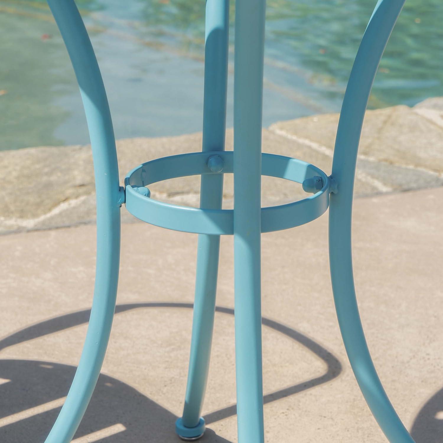imageChristopher Knight Home Colmar Outdoor Iron Bistro Set 3Pcs Set Matte Blue