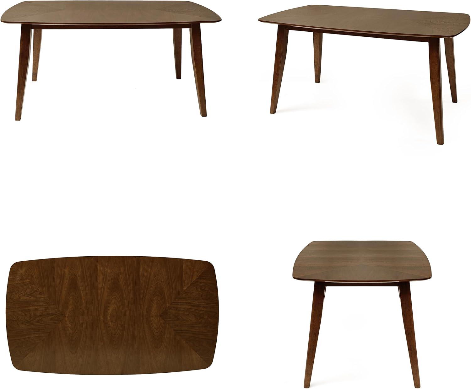 imageChristopher Knight Home Darien Wood Rectangular Dining Table Modern Round Corner Design for Kitchen Living Room Home Bar Walnut 5906quot D x 3543quot W x 30quot H
