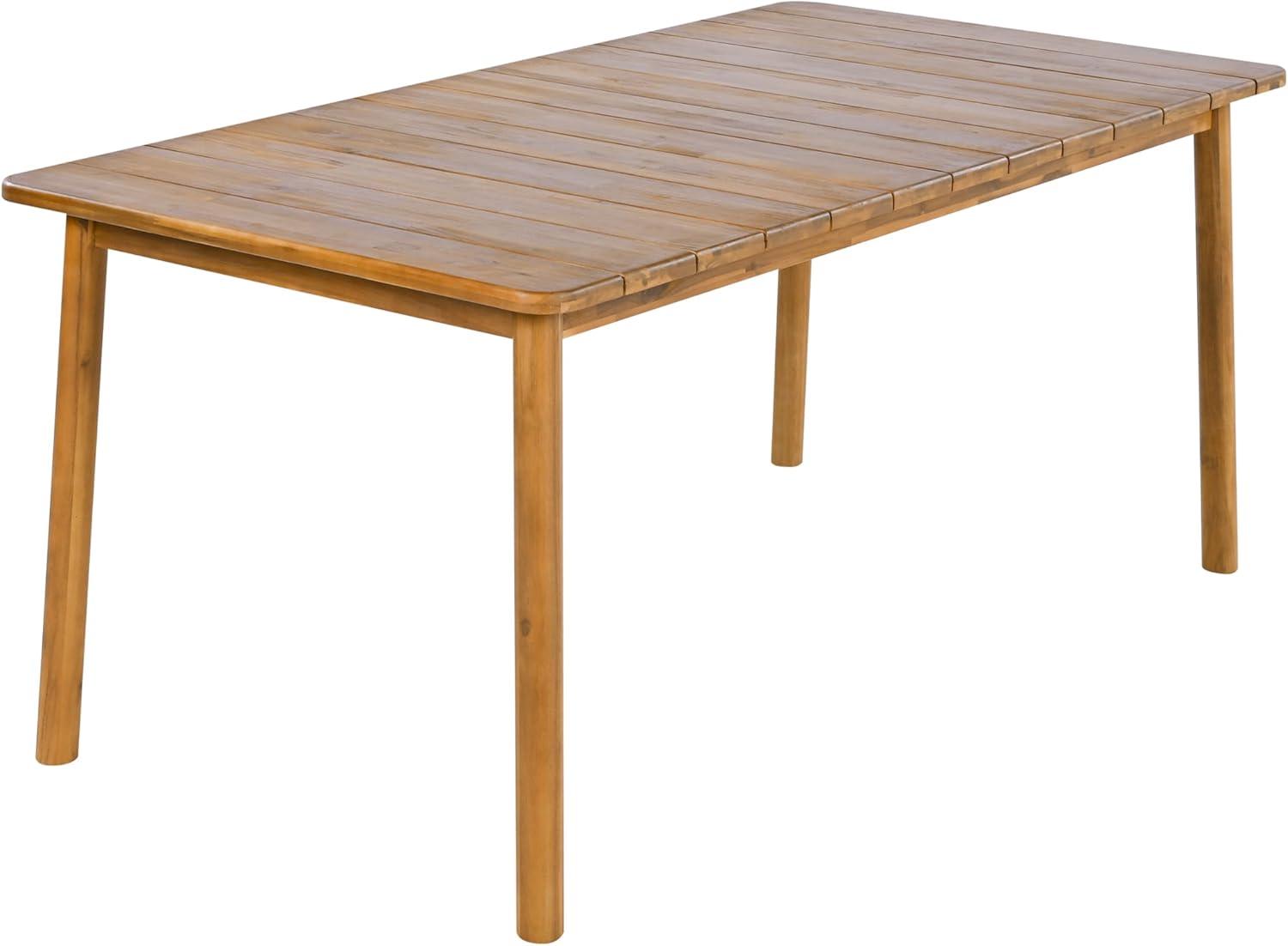 imageChristopher Knight Home Dessa Outdoor 7 Pieces Dining Set Woven Wicker Dining Chairs of 6 Acacia Wood Slats Panel Table Spacious Seating Wooden Armchairs and Table Set for Yard Garden TeakBeige
