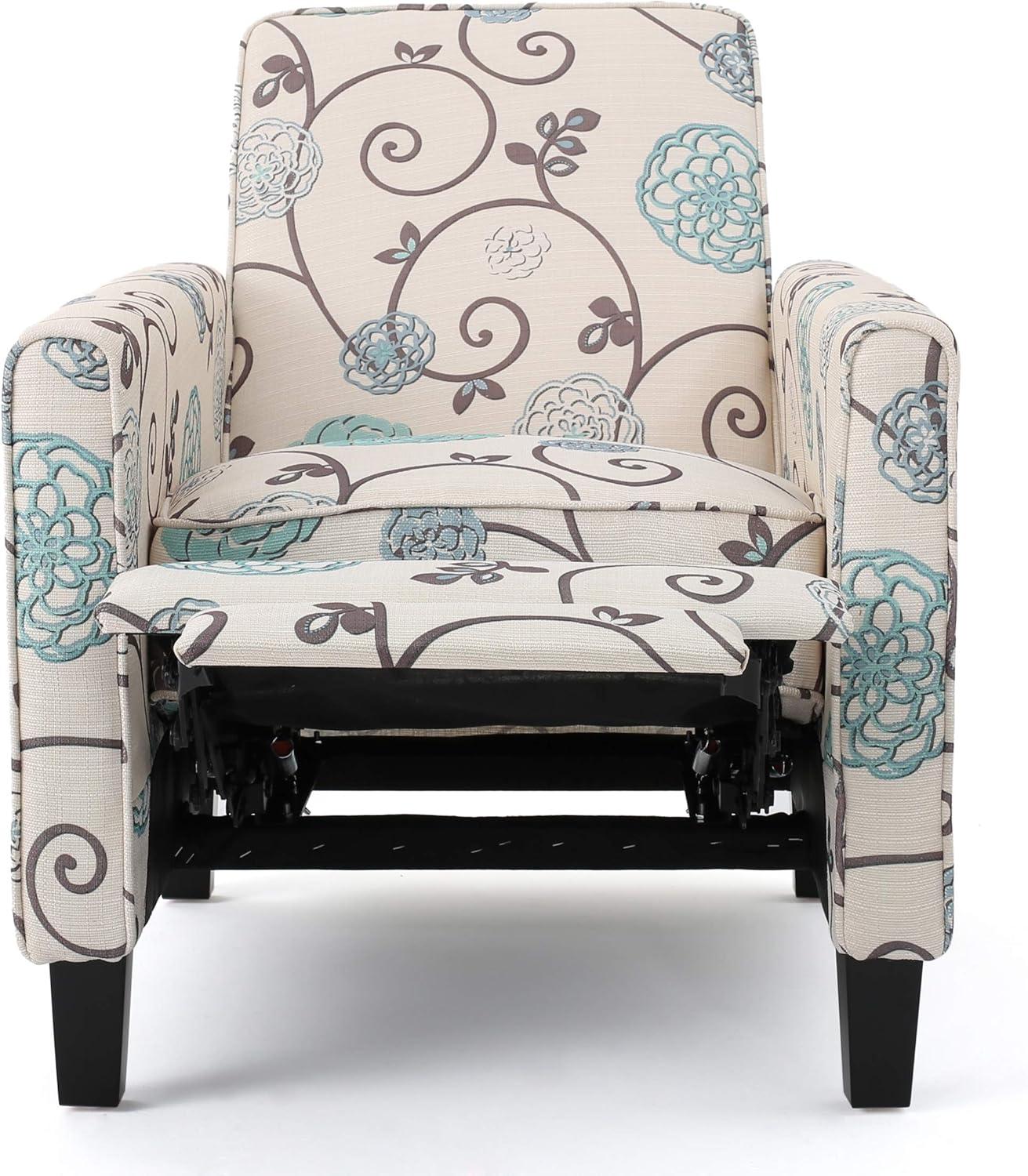 imageChristopher Knight Home Dufour White and Blue Floral Fabric Recliner 2675D x 34W x 3625H in