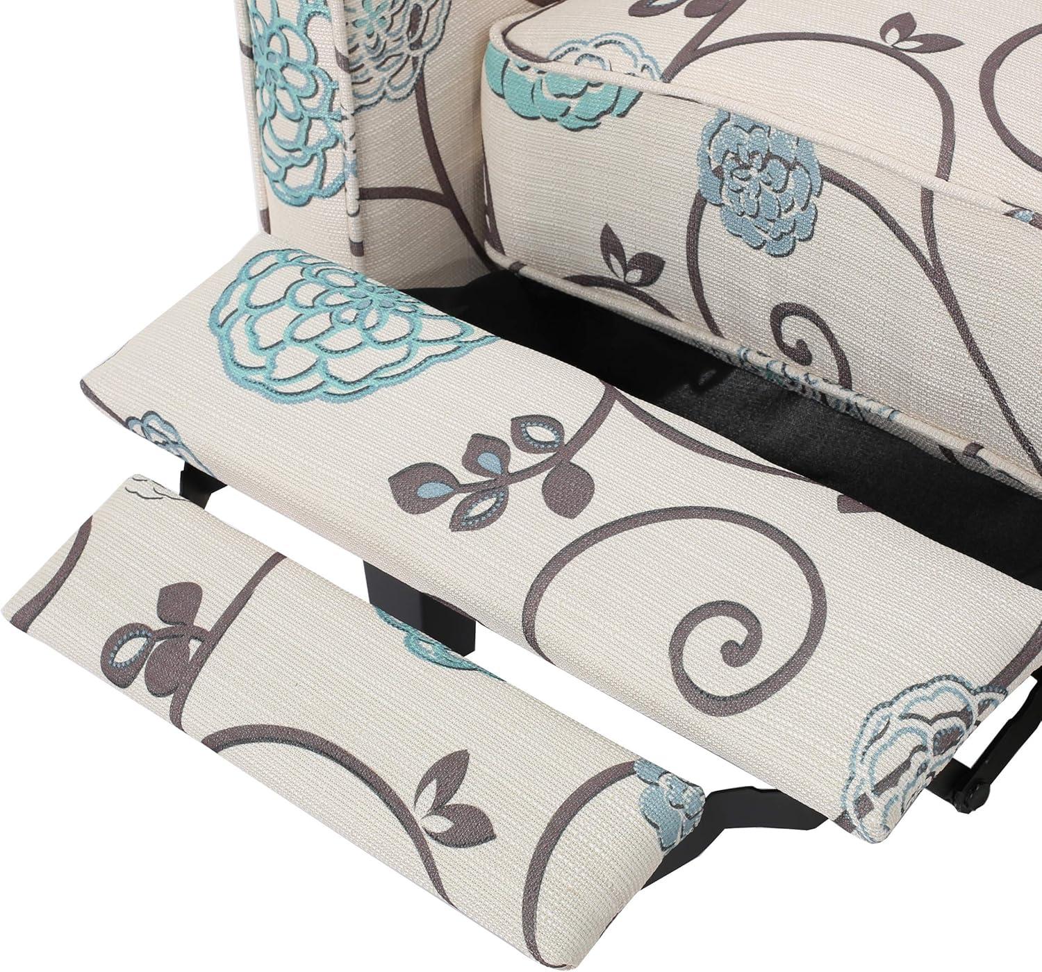imageChristopher Knight Home Dufour White and Blue Floral Fabric Recliner 2675D x 34W x 3625H in