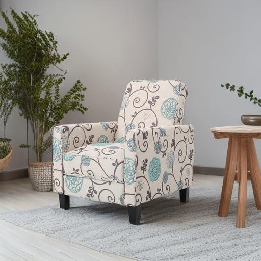 imageChristopher Knight Home Dufour White and Blue Floral Fabric Recliner 2675D x 34W x 3625H in